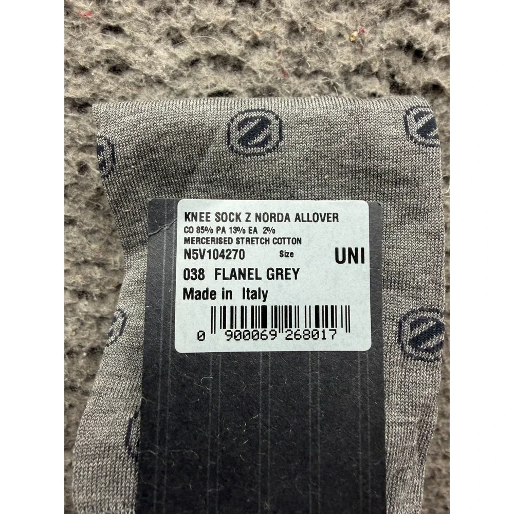 NWT Ermenegildo Zegna Z Norda Allover Knee Socks Flanel Gray One Size Unisex